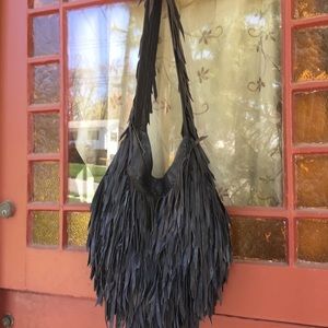 BLACK FRINGED POCKET BOOK